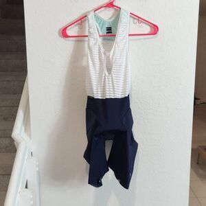 Suarez White and Navy Bike Shorts